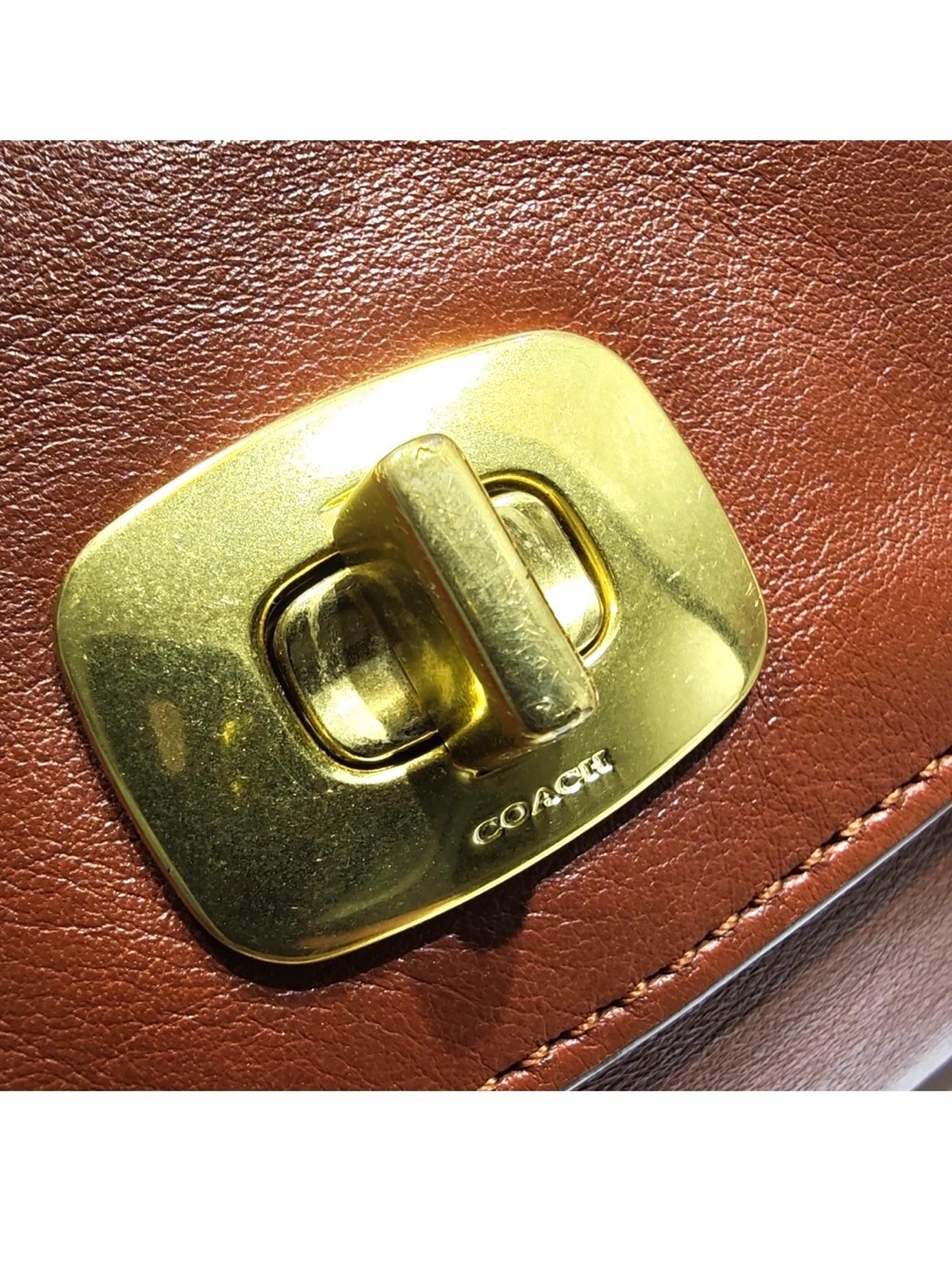 Coach Legacy Harper Satchel Cognac Leather Large Tote Crossbody Shoulder Bag - Picture 3 of 11